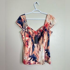 Guess Size XL  Women's Tropical Print Blouse - Multicolor